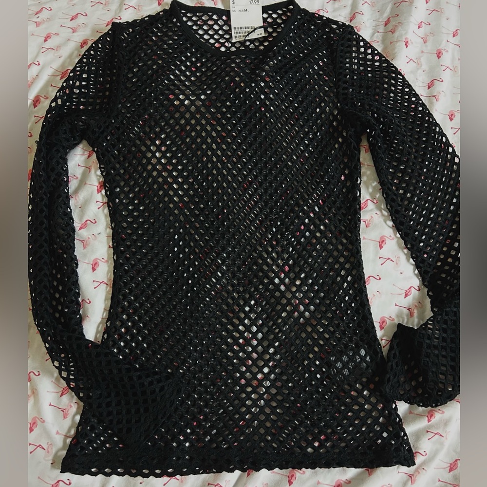 waist-snatching black fishnet top #goth #grunge